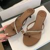Eilyken Sommer Kristall Zehenclip Slipper Damen Elegant Niedrige Dünne Absätze Sandalen Flip Flops Pantoletten Schuhe Zapatos De Mujer