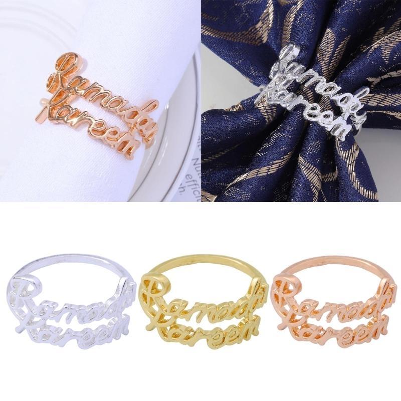 6pcs Ramadans Kareem Napkin Rings for Dining Table Wedding Banquet Napkins Rings