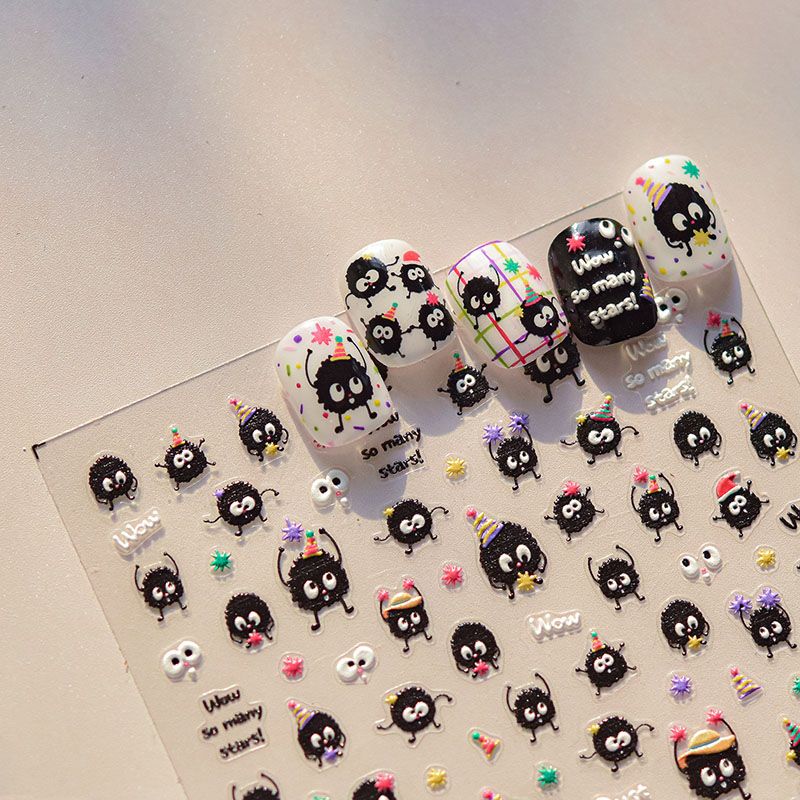 

Colorful Small Briquette Nail Sticker New Arrival Relief Ins Internet Celebrity Funny 5D Cute Child Nail Sticker Decoration Colorful small briquettes 4667