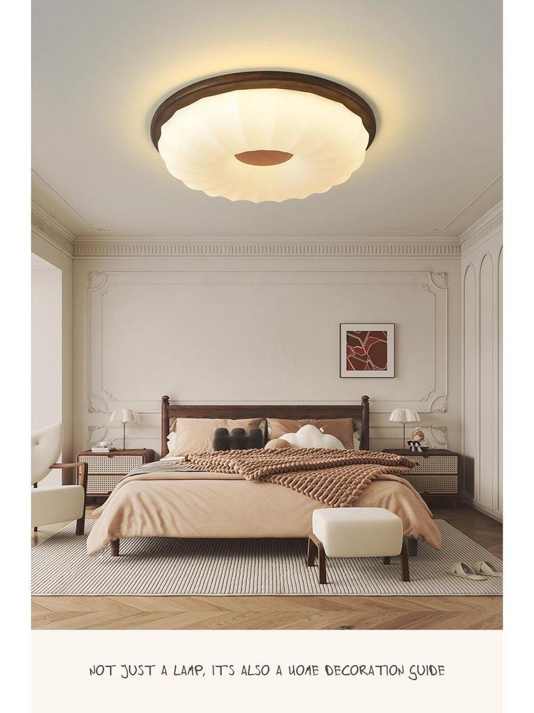 Chinese Retro Mid-Century Zen Ceiling Lamp: Solid Wood, Simple Style for Bedroom or Influencer Room