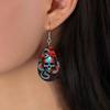 Halloween Themed Flower Skull Patterns Water Droplet Shaped Women Earrings