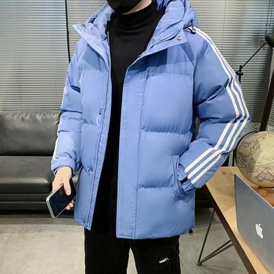 New Winter Cotton-padded Jacket for Men, Hooded Three-stripes Loose and Trendy Korean Style Warm and Thickened Cotton-padded Jacket