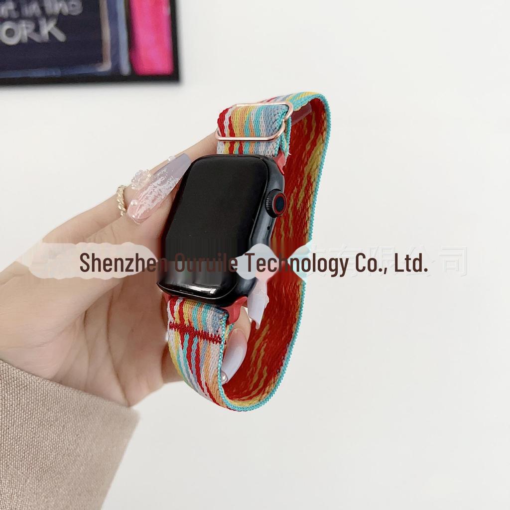 Adjustable Elastic Nylon Band with Sliding Buckle for Apple Watch iWatch7