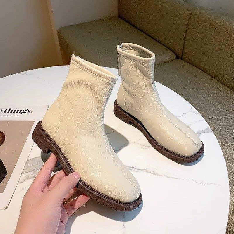 Short boots for women 2026 new autumn short boots slim Chelsea boots with fleece women's short boots