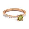 Peridot Klassischer Solitär Pavé Bandring - Sterlingsilber Roségold Vermeil