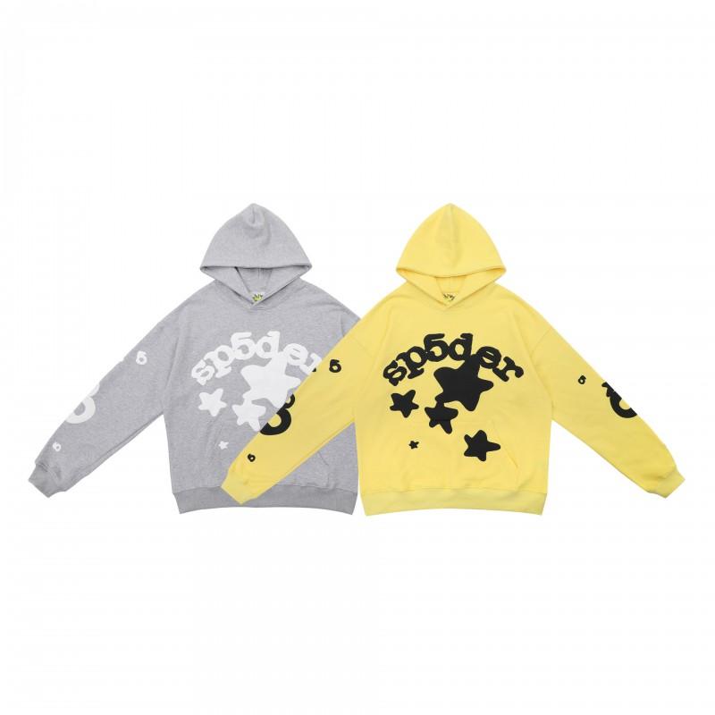 Sp5der Mikina Oversized Bavlněný Pulovr S Pěnovým Potiskem Písmen Unisex Streetwear Mikina Pro Teenagery Dospělé