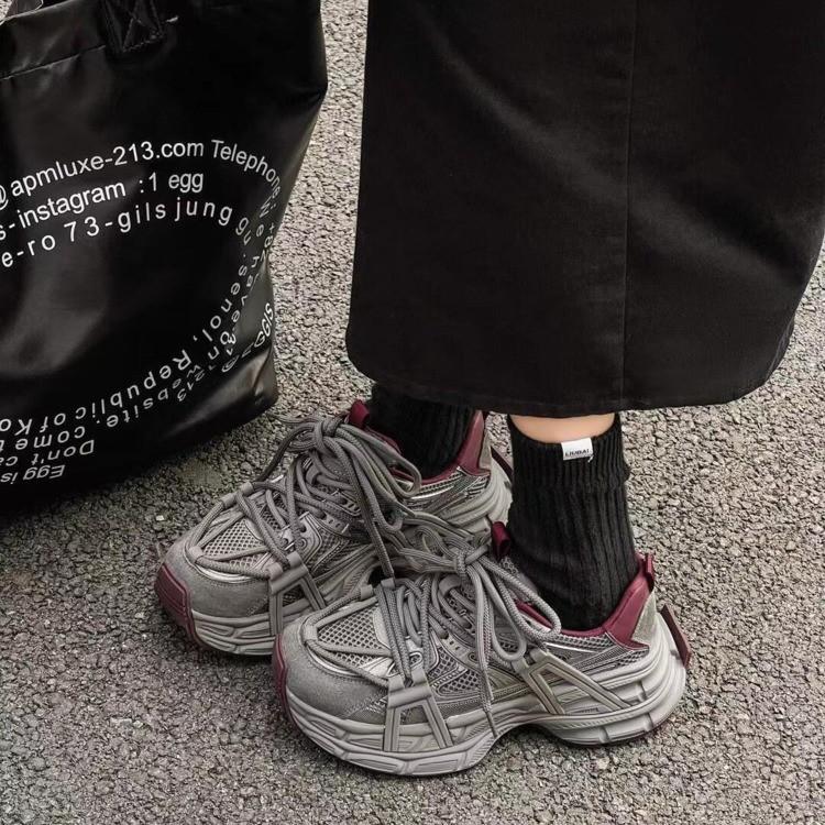 Platform-soled Dad Shoes Women's 2025 Autumn New Mesh Retro Color Matching Versatile Height-enhancing Small Casual Sports Shoes