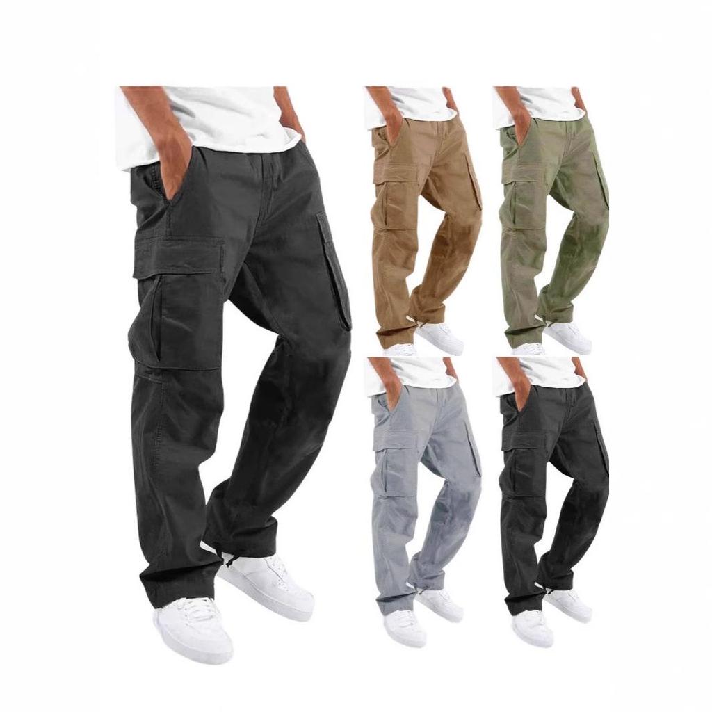 2025 Men's Summer Casual Workwear: Thin European & American Style Drawstring Multi-Pocket Pants