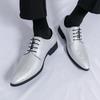 Men's Glossy Patent Leather Pointed Toe Dress Shoes, Size 48 - Perfect for Weddings and Formal Business Occasions