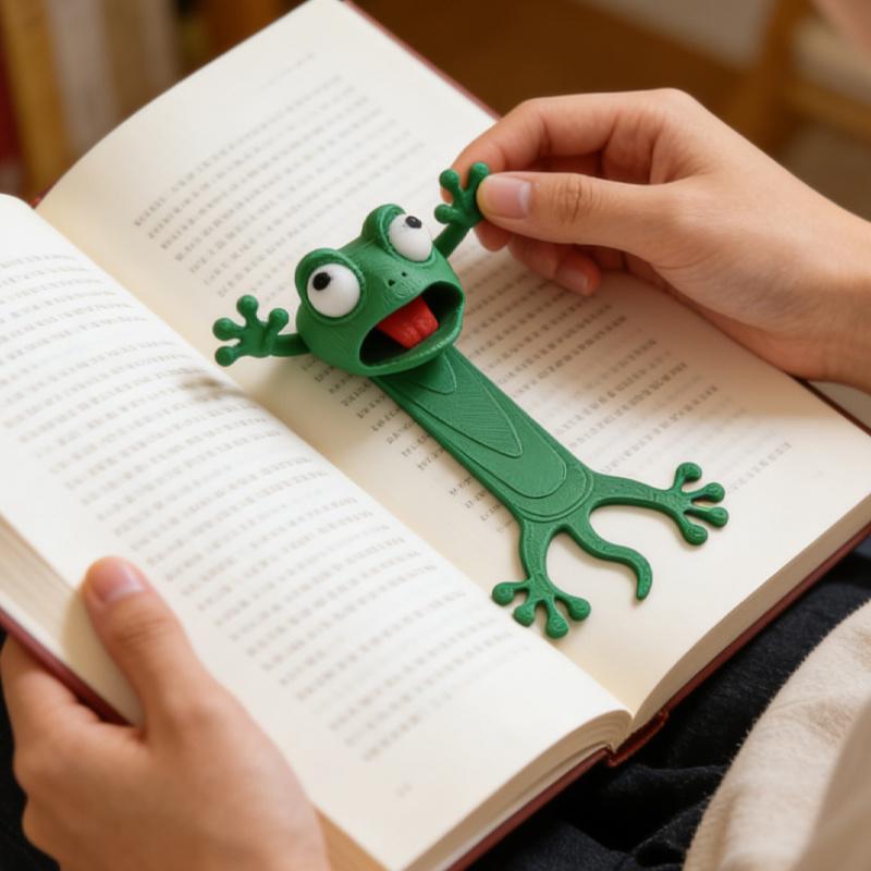 Whimsical 3D Slouchy Frog Bookmark, Reading Book Clip, Creative Cute Cartoon Stationery, Single Piece Frog Bookmark