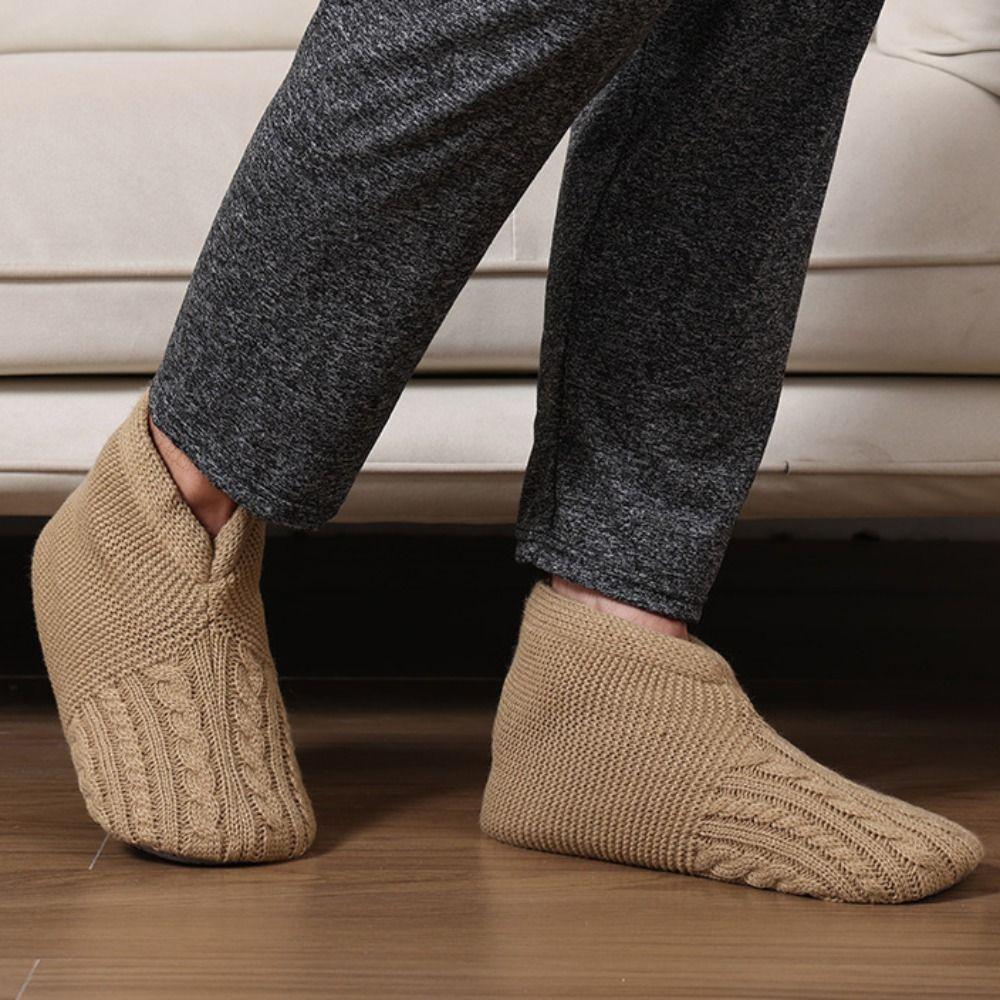 Ankle Tube Winter Floor Socks Non-slip Knitted Sleeping Socks Thicken Plush Socks Men