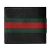 Gucci Red and green stripe decoration leather wallet men's black