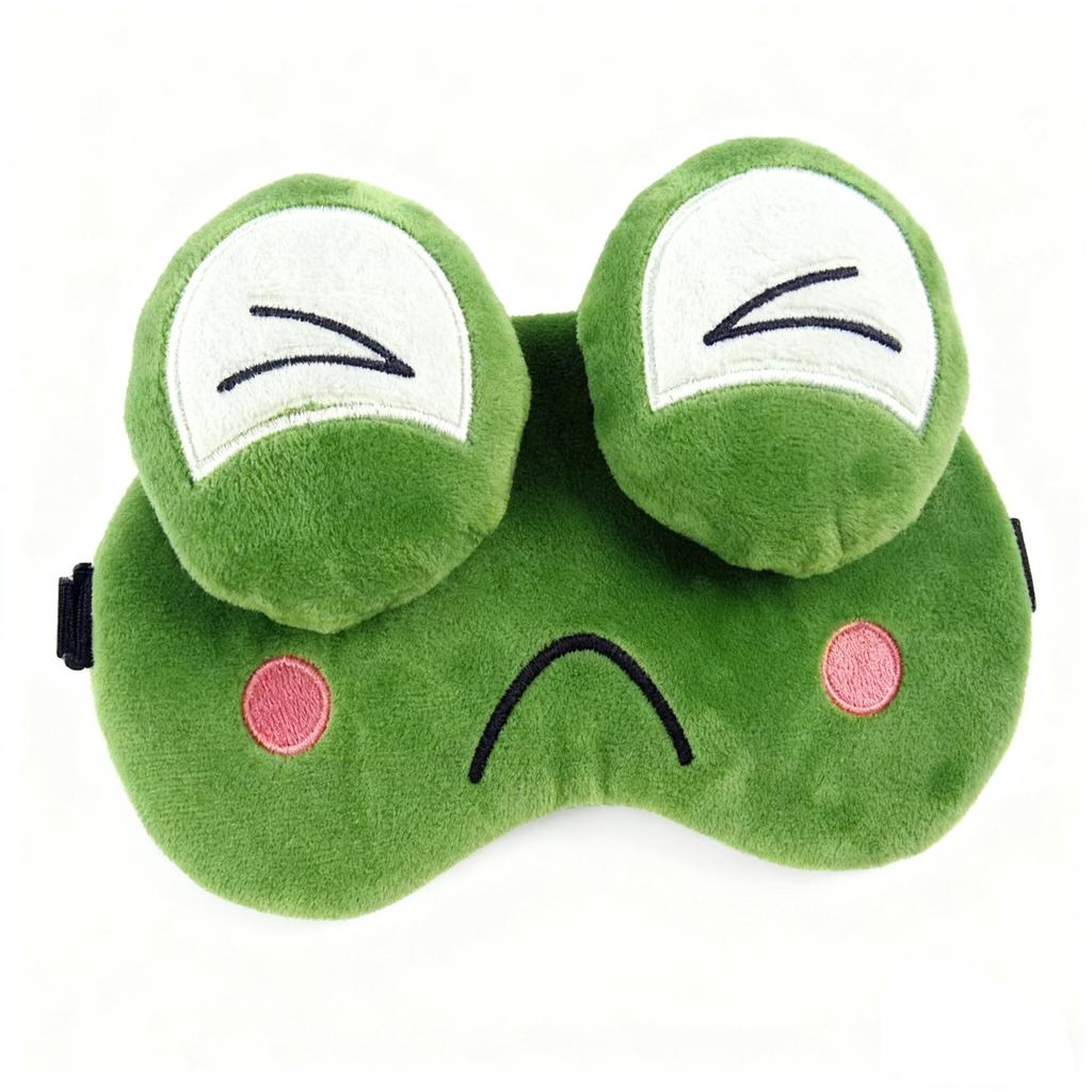 Sam Accessories Plush Frog Eye Mask - Breathable Light-Blocking Sleep Protection with Big Eyes Design.
