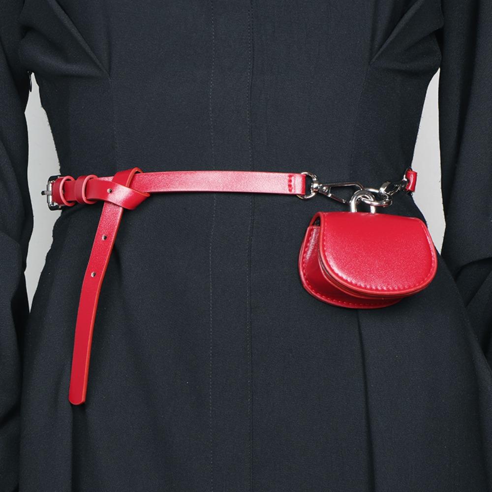

New PU Leather Mini Bag Solid Color Multifunctional Waist Bag Durable Crossbody Bag красный
