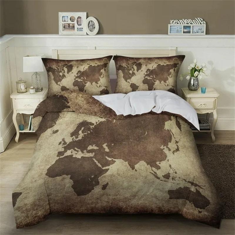 3D Print Nautical Map Bedding Set,Duvet Cover Comforter Bed Set Quilt Cover Pillowcase,King Queen Twin Size Boys Girls Adults