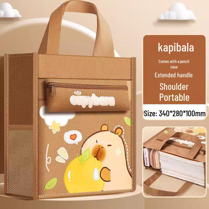 Capybara Canvas Schultasche - Kunst- und Hausaufgabenaufbewahrung mit Reißverschluss