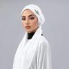 Fashion Cotton Linen Hijab Cap Shining Rhinestone Headscarf Plain Color Soft Elasticity Turban Cap Ramadan Head Wraps Shawls Eid