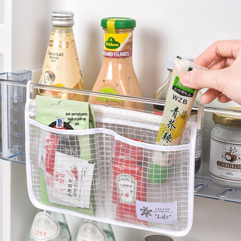 Multipurpose Refrigerator Hanging Mesh Storage Bag for Kitchen Organization