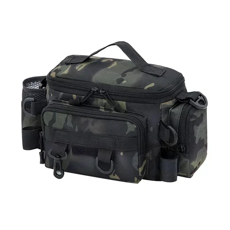 Fishing Gear Multi-Pocket Thickened Shoulder Bag Fishing Bait Line Box Storage Portable Fishing Rod Holder Outdoor Sports Bag