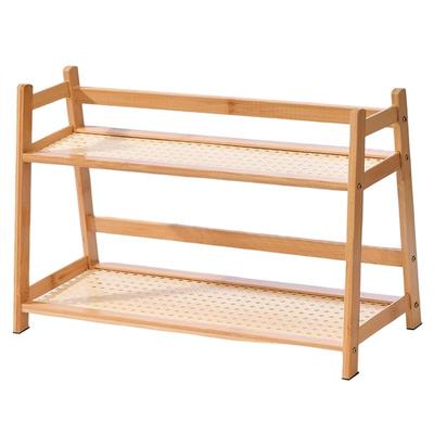 ABGR-Mug Holder Countertop 2Tier Matcha Station Wicker-Look Coffee Station Organizer,Kitchen Counter Shelf For Tea& Coffee Bar