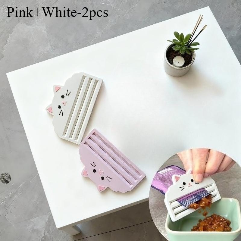 2pcs Multifunction Cat Food Pouch Scraper Reusable 3D Printed Cat Food Squeezer Manual Press Leftovers Extraction