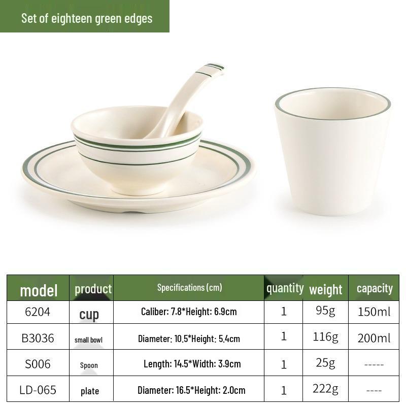Melamine Four-Piece Table Set: Imitation Porcelain Plastic Bowls & Plates for Restaurants and Hotels