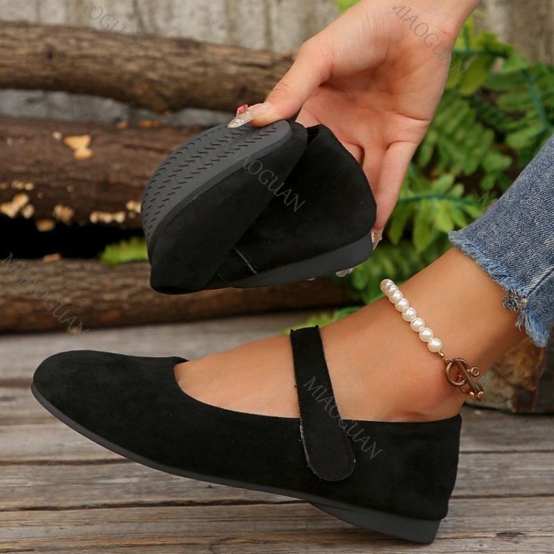 Fashion Woman's Casual Flats Shoes Round Toe Large Size Ladies Shoes Retro French Mary Jane Dress Flat New Summer Solid Comfortable Shoe