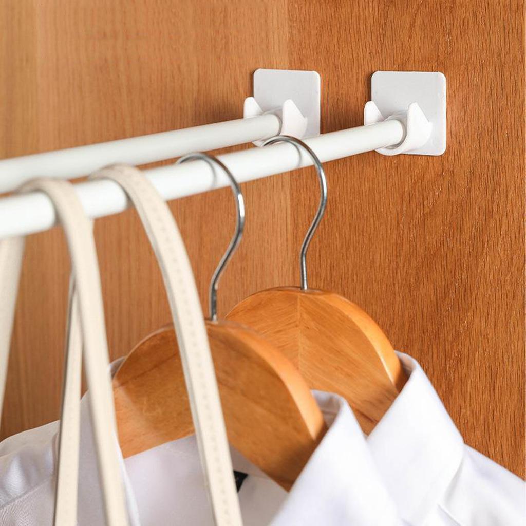 Closet Rod Holders Secure Multifunctional Antislip Adhesive Shower Curtain Rod End Supports For Bathroom