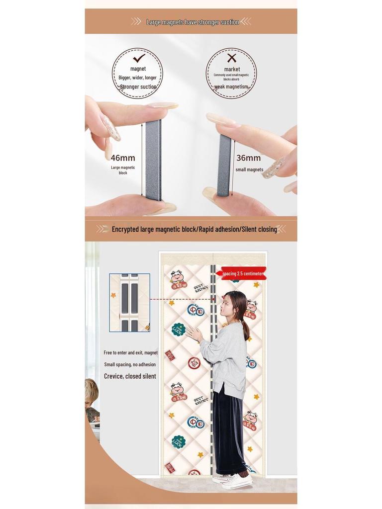 Winter Windproof & Soundproof Magnetic Double-Opening Door Curtain - Thickened, Cold-Proof, Self-Adhesive Cotton for Home