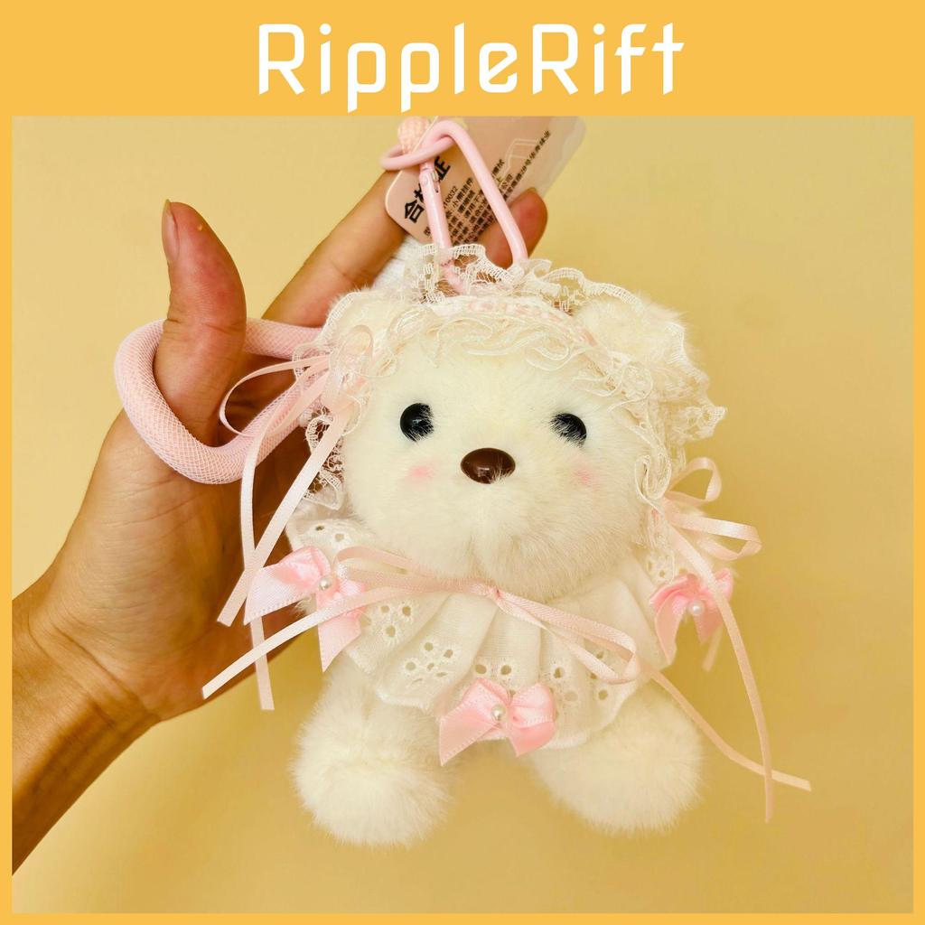 Cute Bow Lace Decoration Cartoon Plush Bear Doll Pendant Children Toy Gift For