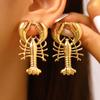 European & American Beach Resort Alloy Drip Oil Red Lobster & Blue Crab Earrings for Women