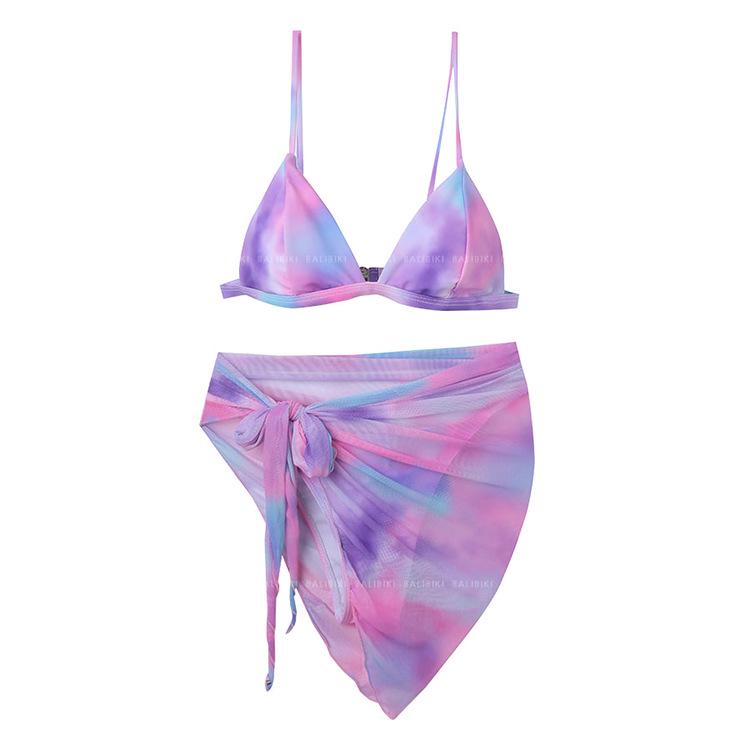Europäisch-Amerikanisches Tie-Dye Bikini & Rock Dreiteiler Set