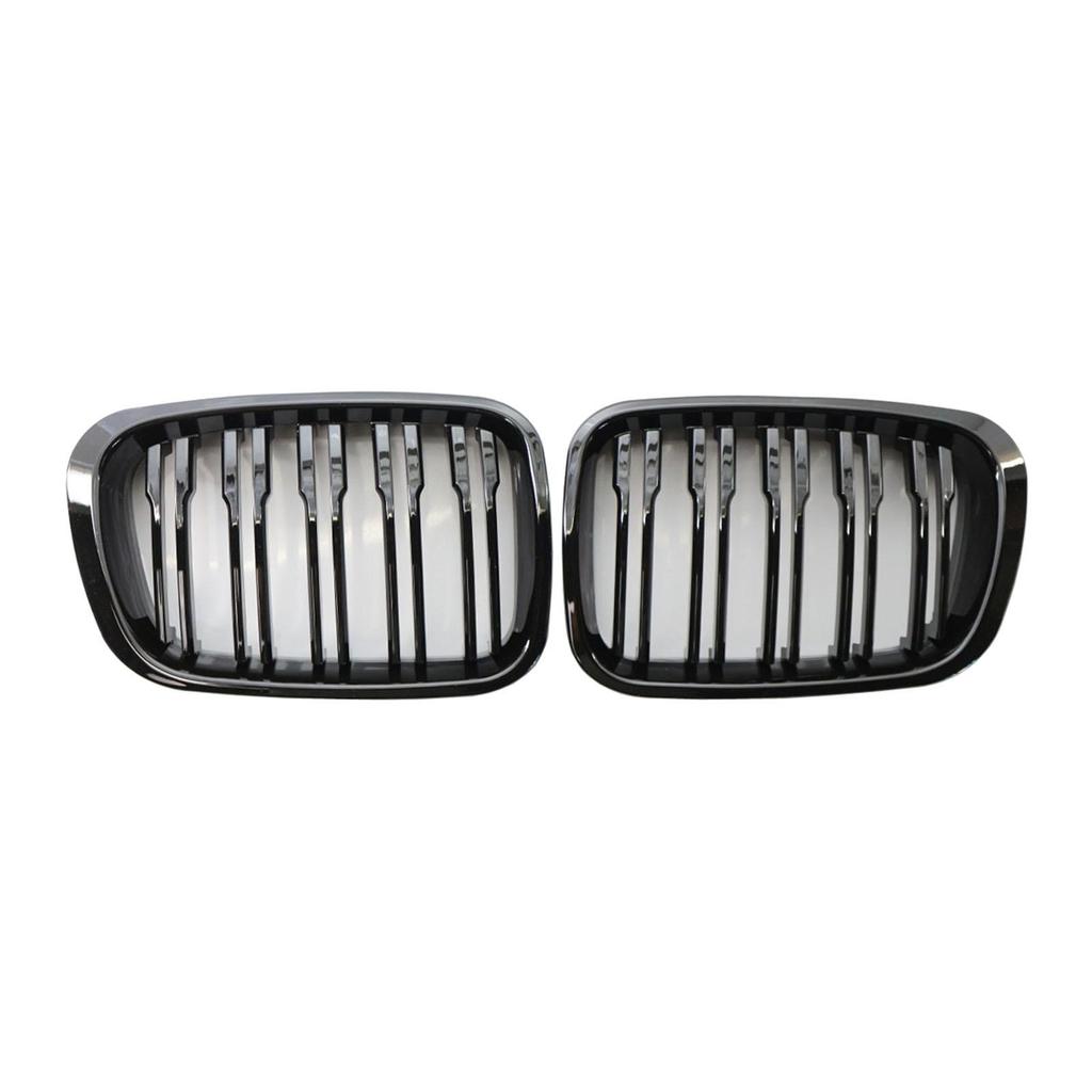 Glossy Black Front Hood Grill Grille Double Line Kidney Auto Body Trim for E46 320i 323i 325i 328i 330i 4 Door Sedan