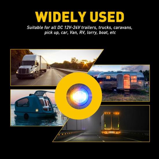 20pcs 34" Round Amber Blue LED Signal Trailer Clearance Side Marker Lights EOA