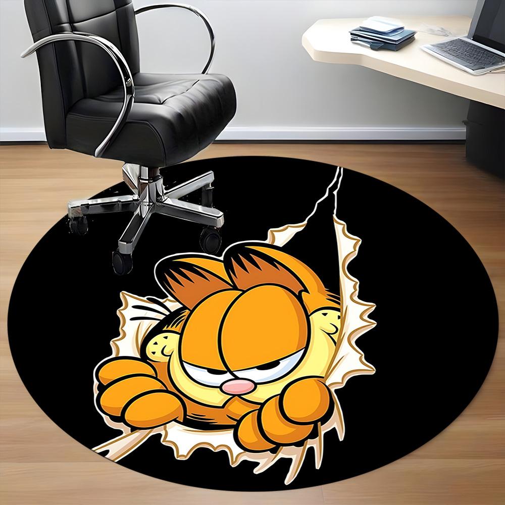 1pc Garfield Cat Office Round Area Rug, Under Office Chairs Bedroom Living Room Home Decor a0926097