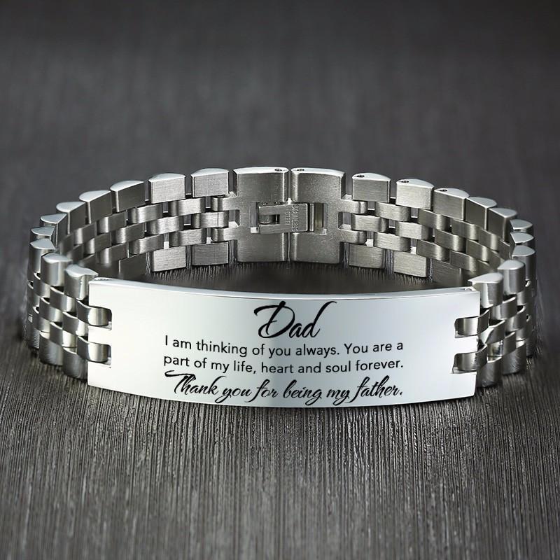 

Men Bracelets Free Personalize Engraving We Will Always Remember You My DAD Silver Color pulseira masculina Fathers Day Gifts