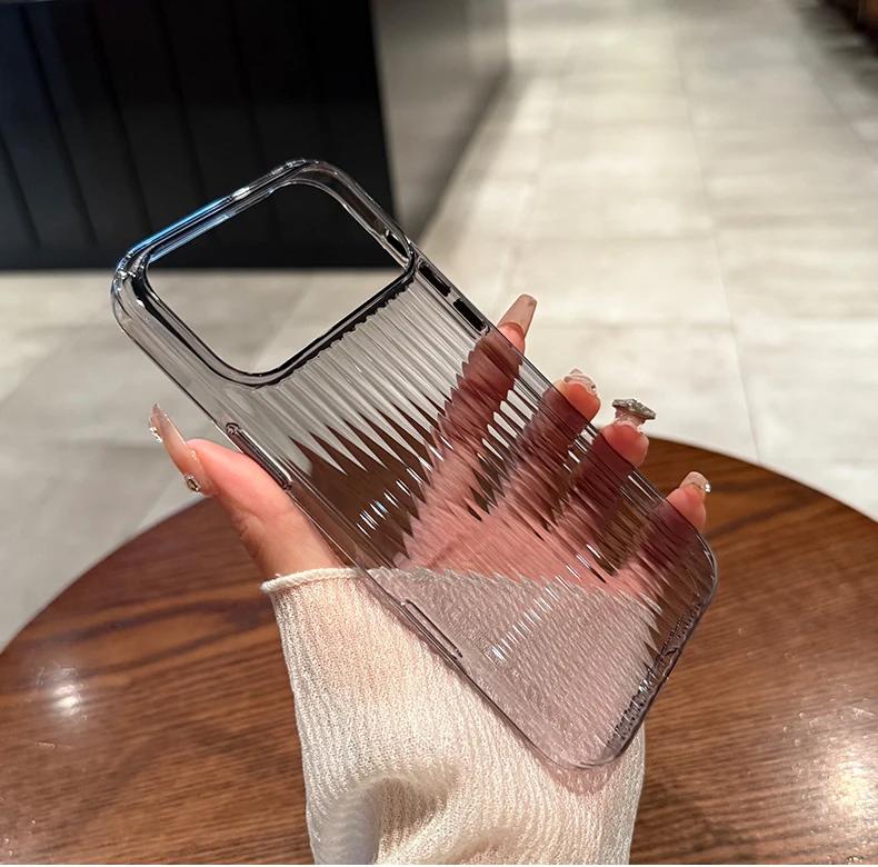 

17 Pro Max Transparent Corrugated Pattern Ultra Thin Case For iPhone 17 Air 16 15 14 Pro Max Plus Shockproof Soft Cover For iPhone17 Pro Max