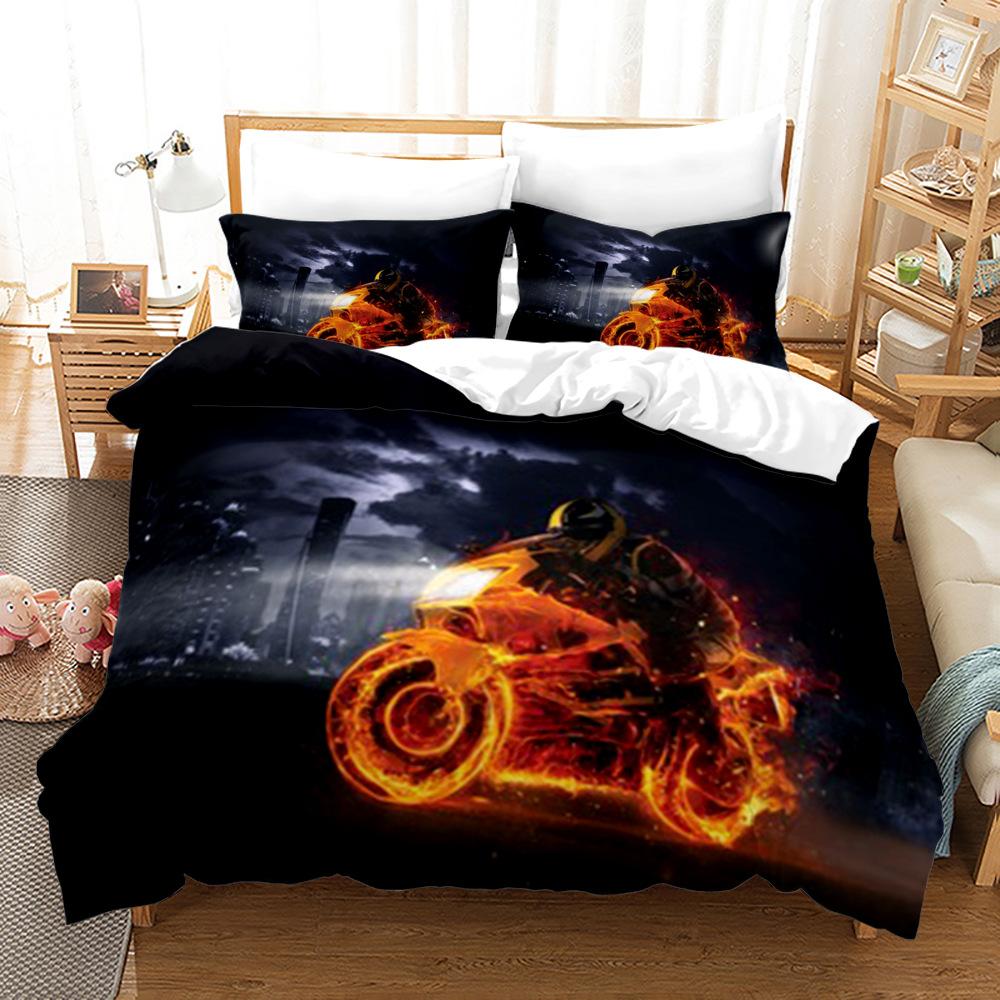 Motorcycle Motocross Duvet Cover King Queen Teens Racing Dirt Bike Motorbike Vehicles Extreme Sports Soft Polyester Quilt Cover