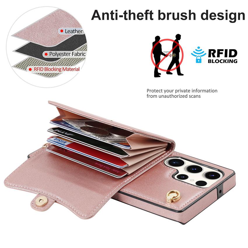 Organ Card Wallet Leather Case For Samsung Galaxy A12 A13 A52 A52s A53 A73 A51 A71 A14 A54 A20 A50 A70 5g 4g Long Lanyard Cover