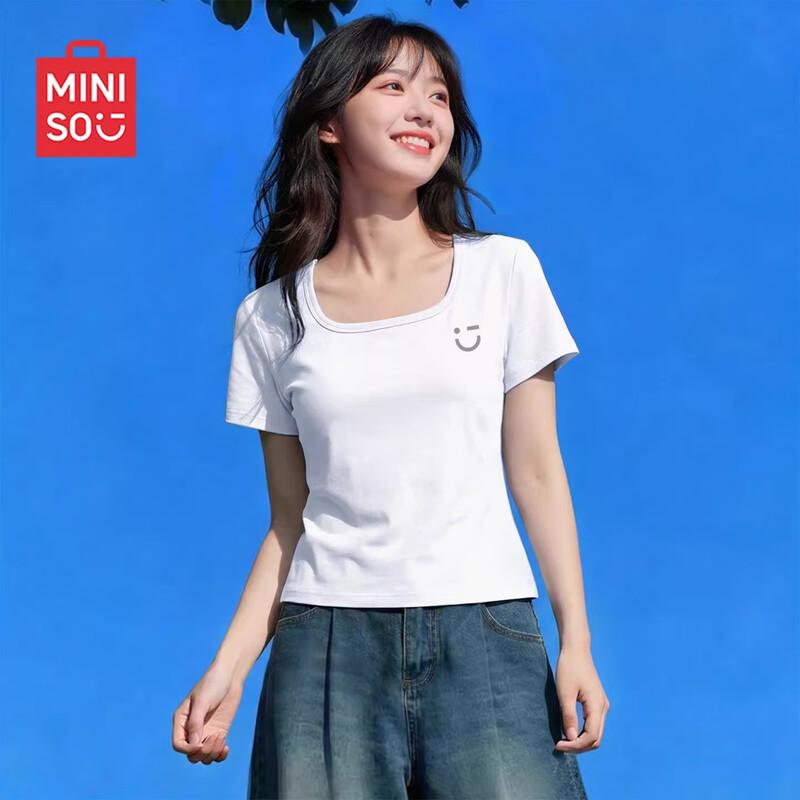 

Женский короткий топ с U-образным вырезом и коротким рукавом MINISO M