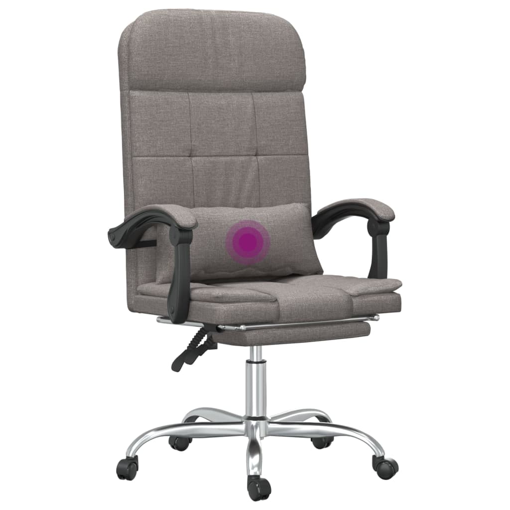 Office Chair with Massage Function Taupe Fabric