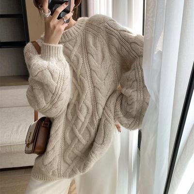 Autumn Winter Warm Twist Pullover Soft Sweater Women Korean Solid Sweater O-neck Knitted Jumper Streetwear Sweater