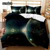 Planet Bed Cover Universe Single Size Bed Linen Kit Solar System Outer Space Quilt Cover Three-Dimensional Starry Sky Astronomy Sturdy Polyester Bed