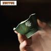 2pc/lot Hand Drawn Galsang Flower Tea Cup Handmade Powder Yin Dark Green Master Cup Flower Mouth High Footed Tea Bowl Drinkware