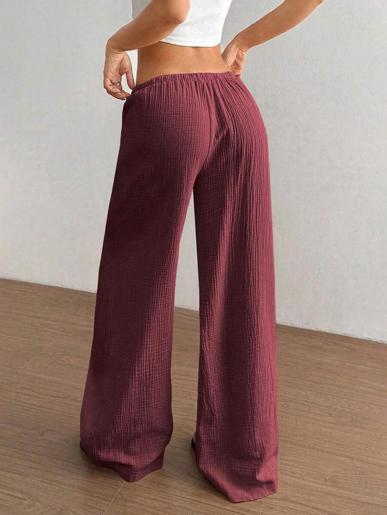 2026 Summer Women's Crinkled Cotton High-Waist Casual Trousers