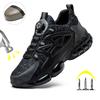 Indestructible Steel Toe Safety Shoes Man Puncture Resistant Steel ToeWork Shoes Rotating Button Protective Safety Shoes Black