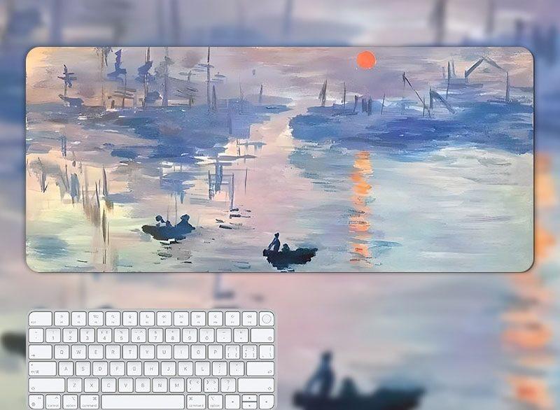 1pcs Oil painting mouse pad for girls with high appearance, office computer keyboard pad with high-end feel, green desk pad