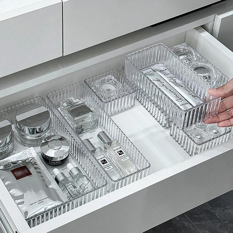 Desktop Drawer Style Storage Box Made of Acrylic with Built-in Stationery/cosmetics, Desk for Organizing and Bathroom Storage