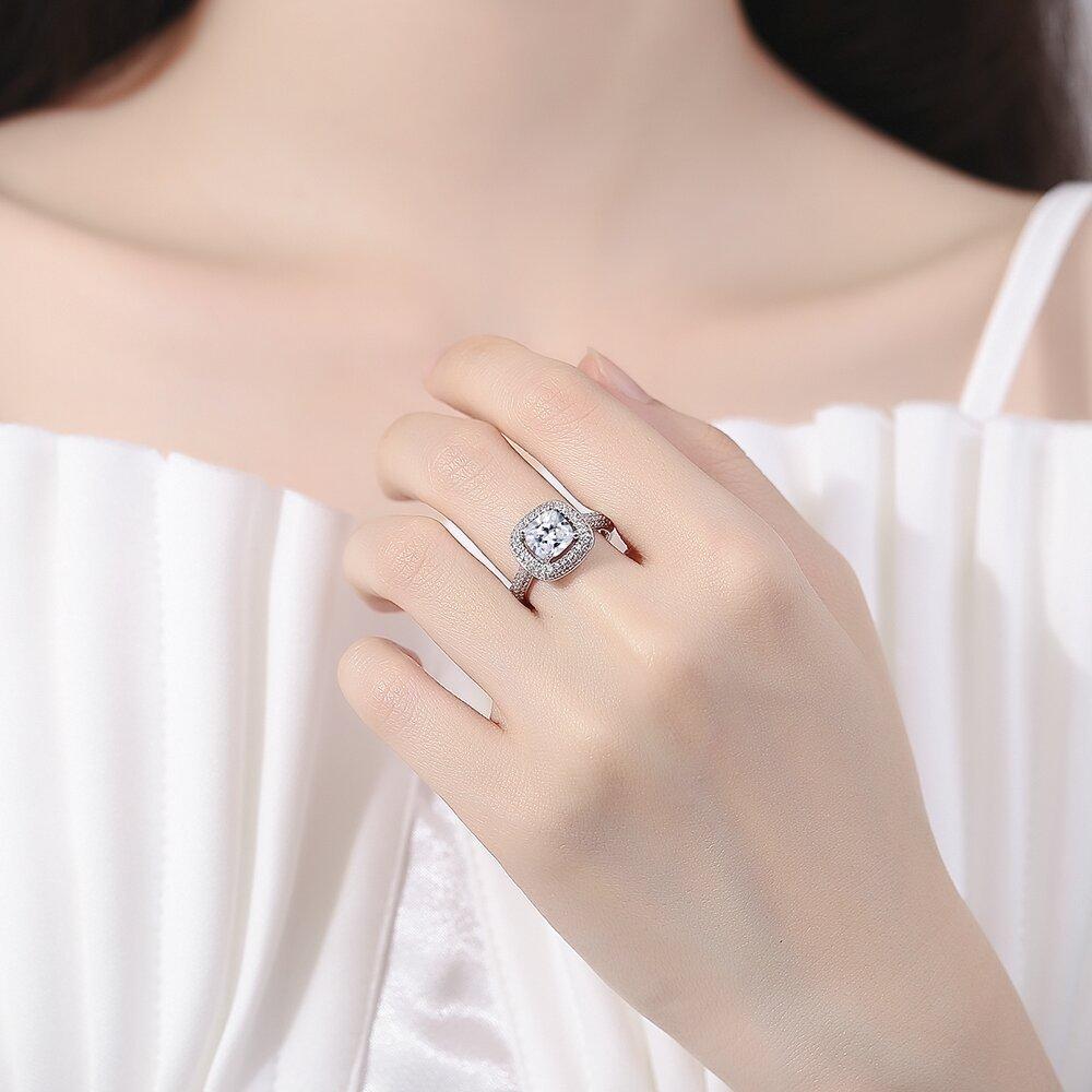 Sterlingsilber Stilvoll Einfach Großzügig Voll Zirkonia Quadratischer Ring Geburtstagsparty Jubiläumsgeschenk