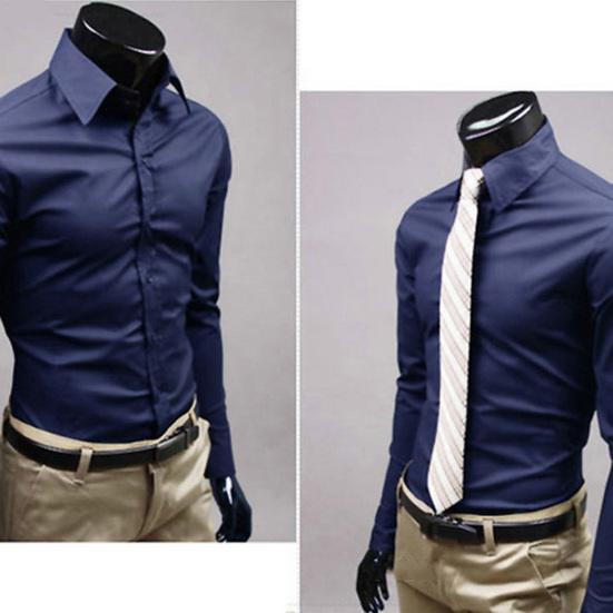 Herrenhemd mit Knopfverschluss, knitterfrei, geruchlos, langärmliges Hemd mit Knopfleiste für den Alltag